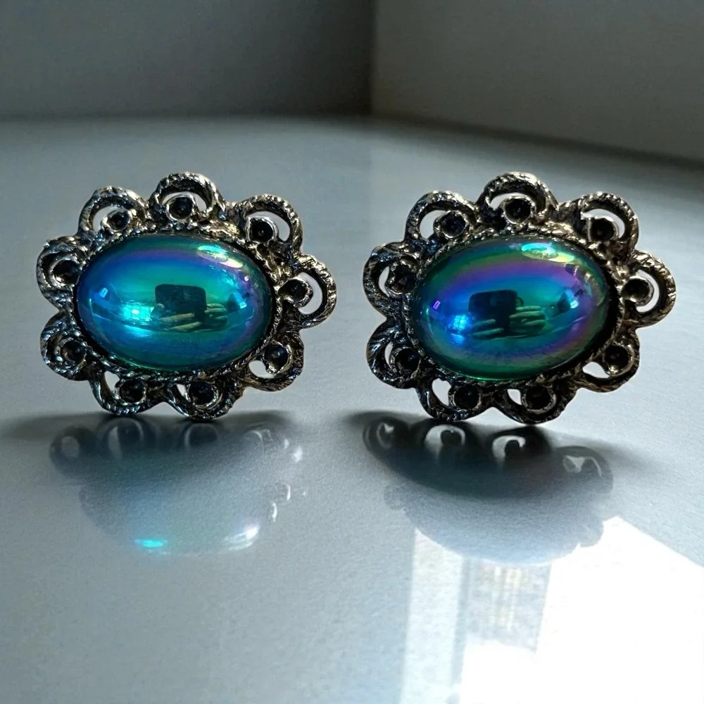 Harvey Avedon Cufflinks Blue Watermelon Center 1950s Pat. 2920363 VTG Silvertone